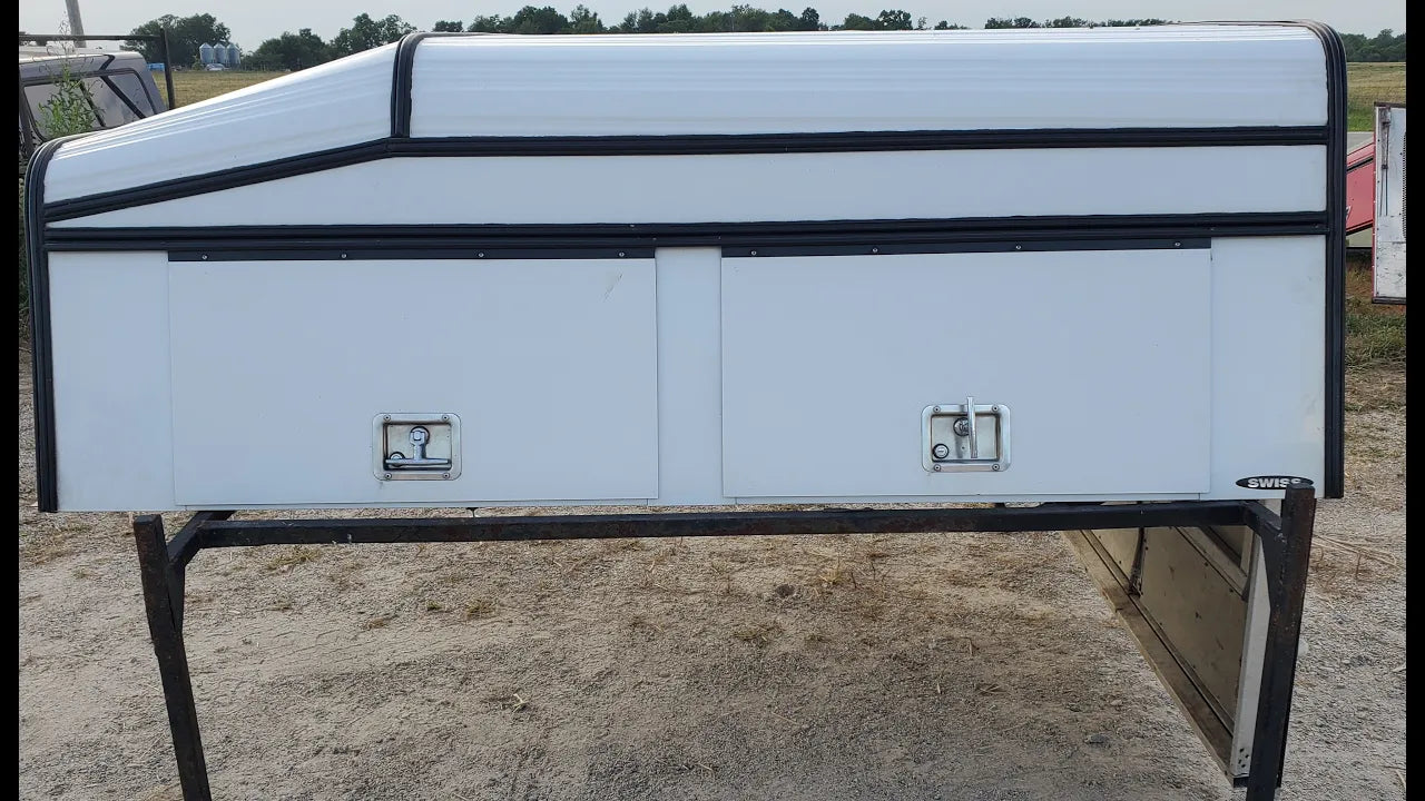 Used Swiss HDU contractor 23"-30" wedge Truck Cap Topper for 20-25 Chevy Silverado/Sierra HD 6.7' (EZ25C)