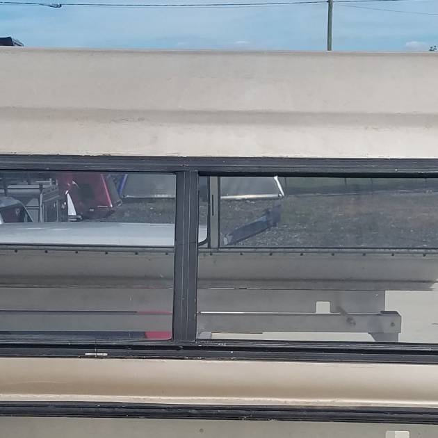 Used Stockland 8' Mid Roof Fiberglass Truck Cap Gold - Old Chevy, Ford and Dodge 8' (EZ09A)